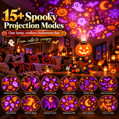 Christmas Tree & Halloween Pumpkin Projector Lamp, Multi-Pattern Holiday Decor Light with Warm LED Glow, Select Your Preferred Style