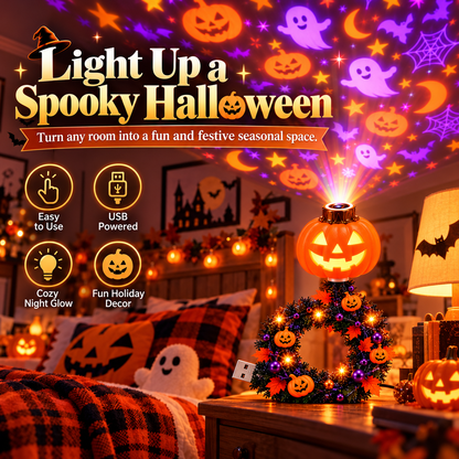Christmas Tree & Halloween Pumpkin Projector Lamp, Multi-Pattern Holiday Decor Light with Warm LED Glow, Select Your Preferred Style