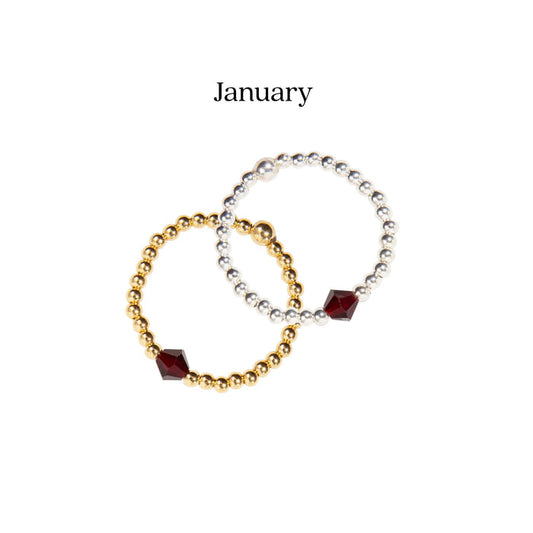 Beaded Birthstone Rings