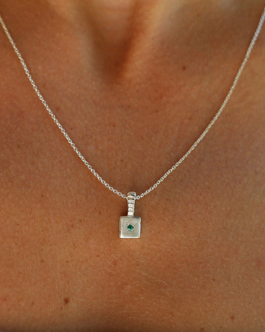 Custom X-Mini Slate Pendant (Stones & Engraving) | Silver