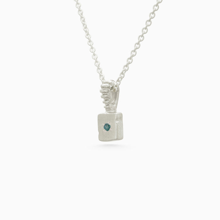 Custom X-Mini Slate Pendant (Stones & Engraving) | Silver