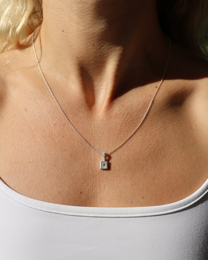 Custom X-Mini Slate Pendant (Stones & Engraving) | Silver