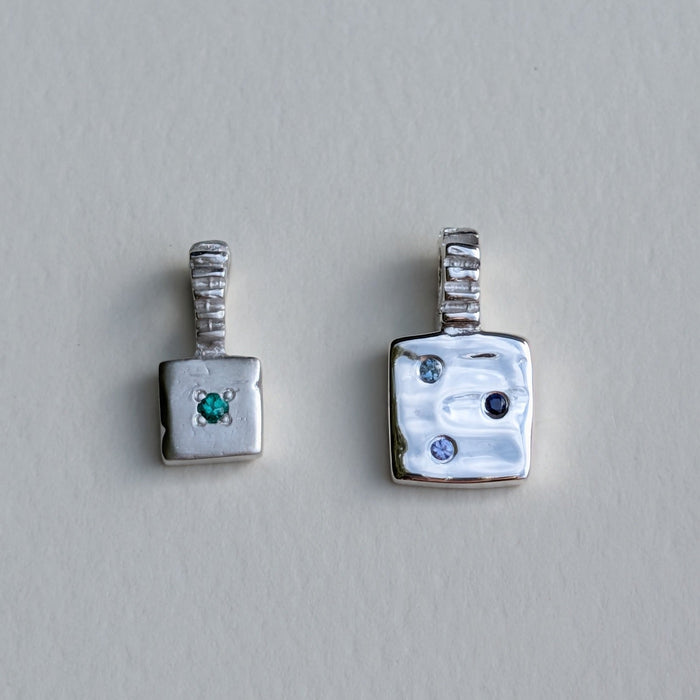 Custom X-Mini Slate Pendant (Stones & Engraving) | Silver