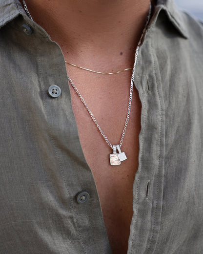 Custom X-Mini Slate Pendant (Stones & Engraving) | Silver