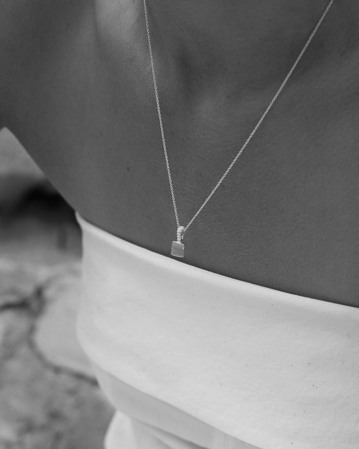Custom X-Mini Slate Pendant (Stones & Engraving) | Silver