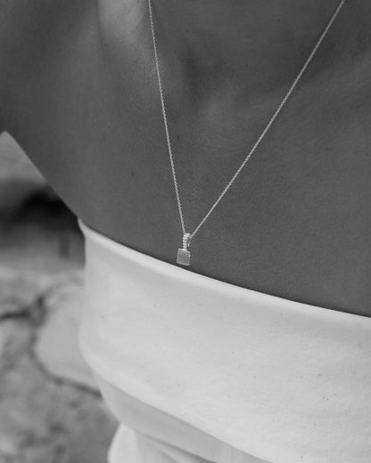 Custom X-Mini Slate Pendant (Stones & Engraving) | Silver