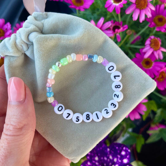 Kid's phone number safety bracelet