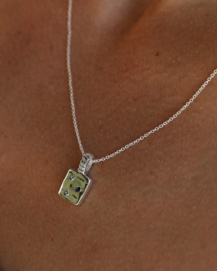 Mini Custom Slate Pendant (Stones & Engraving) | Silver