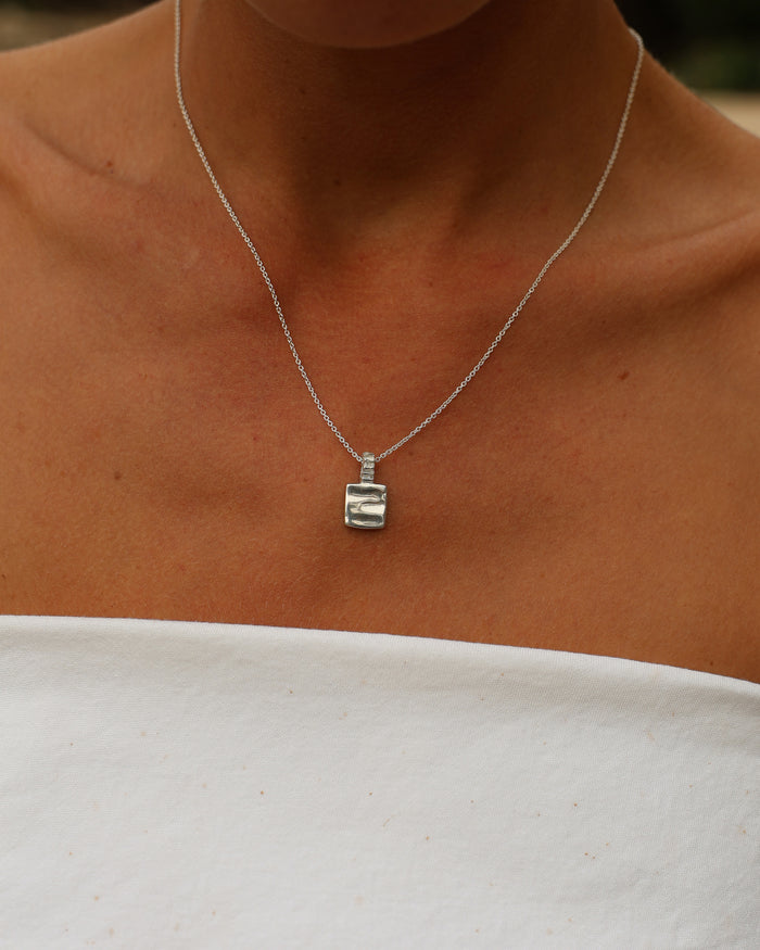 Mini Custom Slate Pendant (Stones & Engraving) | Silver