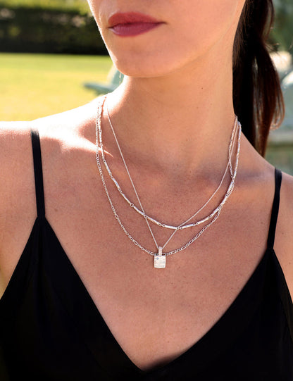 Mini Custom Slate Pendant (Stones & Engraving) | Silver