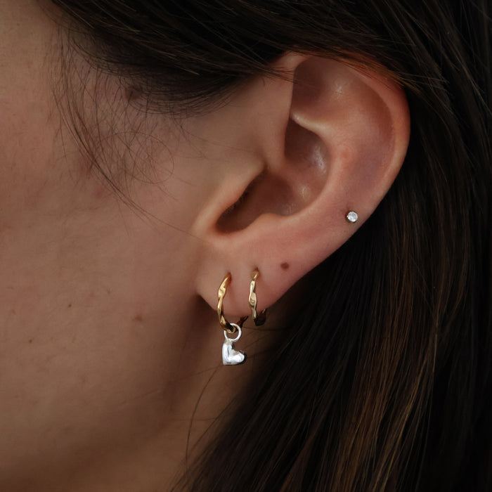 Mini Heart Earring Charm | Silver