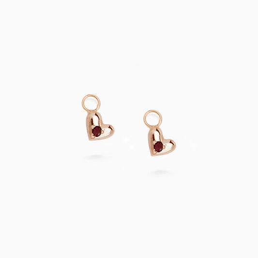 Mini Heart Stone Earring Charm | Rose Gold