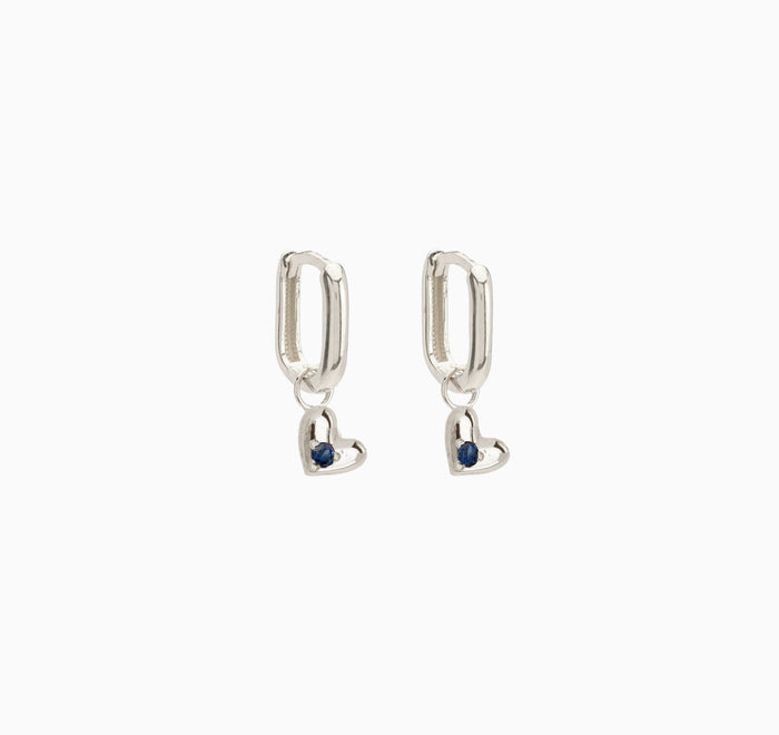 Mini Heart Stone Earring Charm | Silver