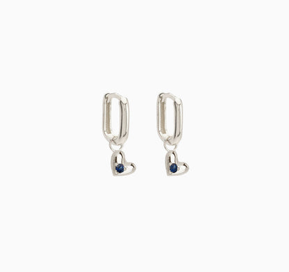 Mini Heart Stone Earring Charm | Silver