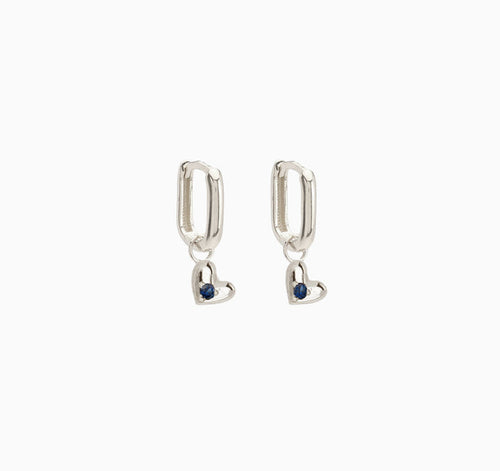 Mini Heart Stone Earring Charm | Silver
