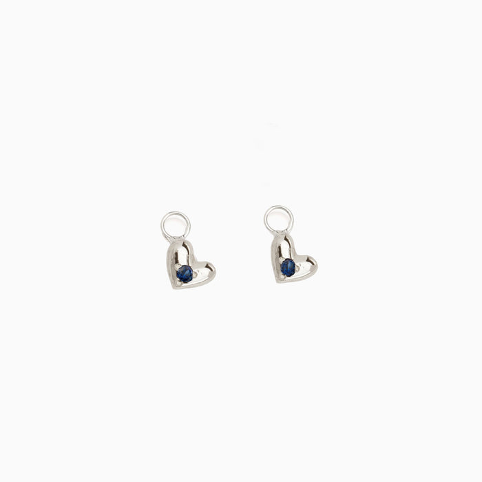 Mini Heart Stone Earring Charm | Silver