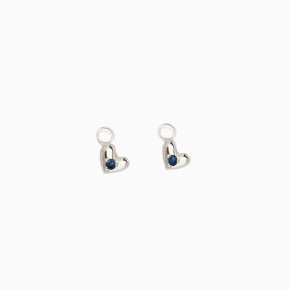 Mini Heart Stone Earring Charm | Silver