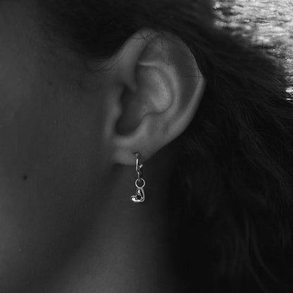 Mini Heart Stone Earring Charm | Silver