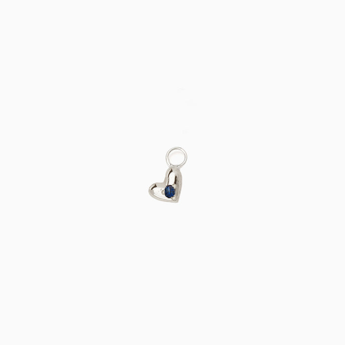 Mini Heart Stone Earring Charm | Silver