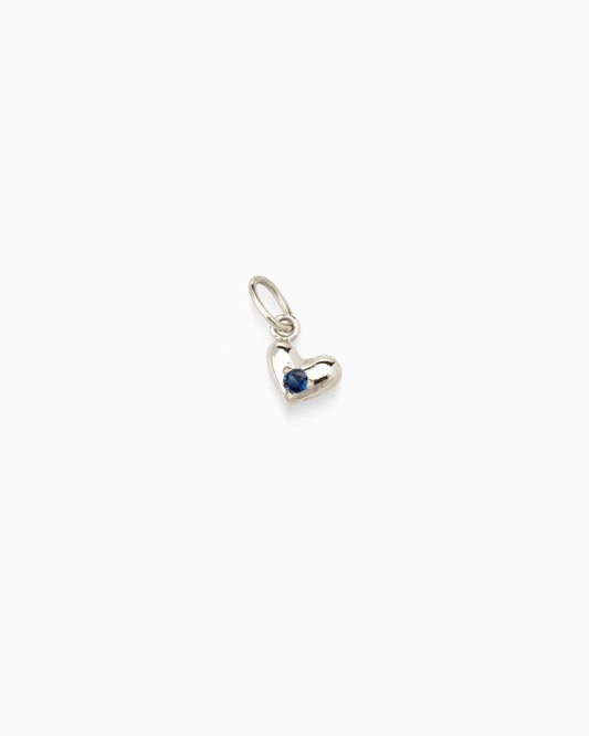 Mini Heart Stone Pendant | Silver