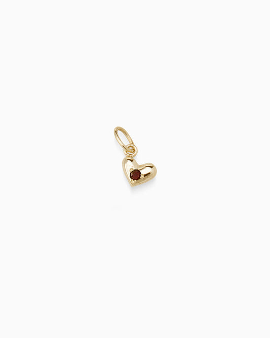 Mini Heart Stone Pendant | Solid Yellow Gold