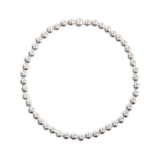 Plain Sterling Silver Beaded Stacking Bracelet - 4mm