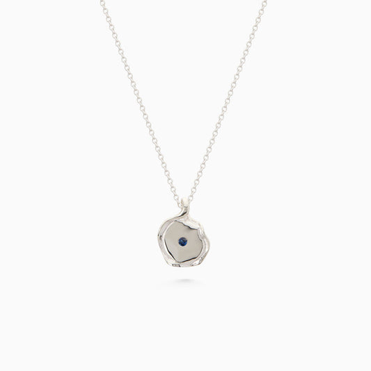 X-Mini Custom Wave Pendant (Stone & Engraving) | Silver